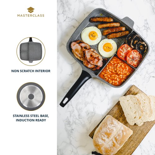 MasterClass Cast Aluminium Induction-Safe Non-Stick All-in-One Frying Pan, 32 cm (12.5"), Grey
