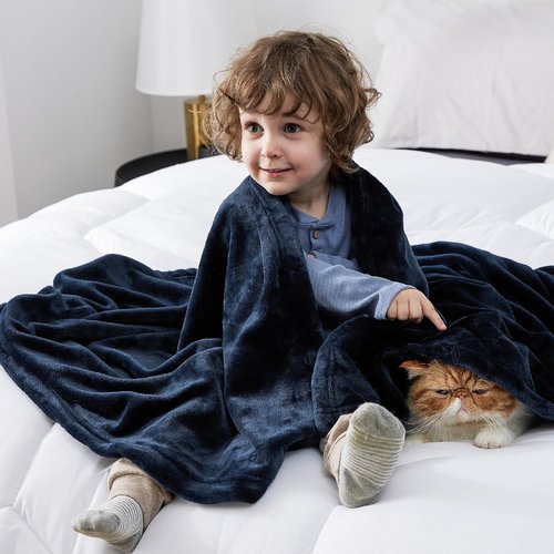 Bedsure GentleSoft Fleece Blanket - Cozy Small Throw for Kids, 43x55 Inches, Navy Blue