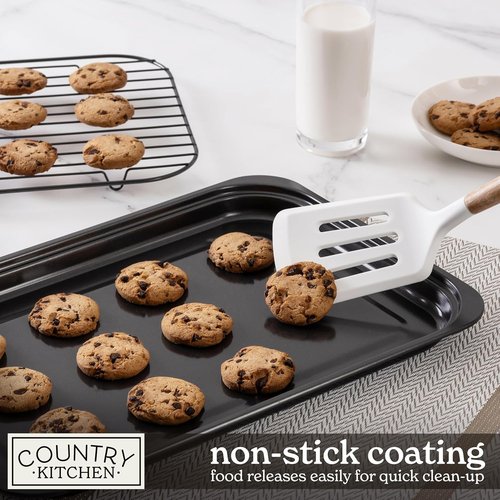 Country Kitchen Nonstick Bakeware Set - Deluxe Heavy-Duty, Easy Release, 8-Piece Set in Black