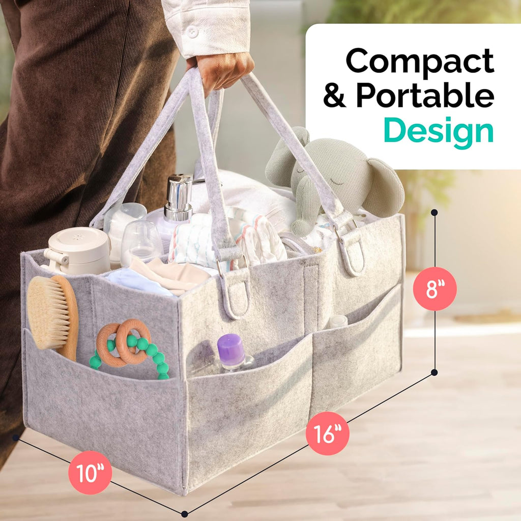 Skiennix Felt Diaper Caddy - Extra Large Portable Organizer for Baby & Toddler Items - Ideal for Nursery & Car