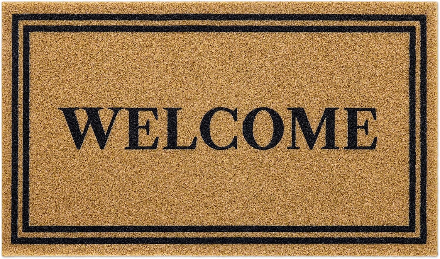 OLANLY Front Door Mat - Low Profile, Stain & Fade Resistant, Easy to Clean | Brown (35x23 Inch)