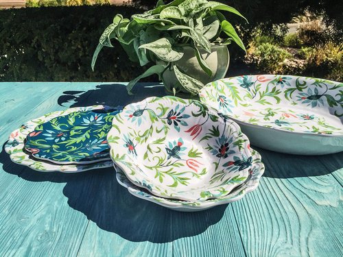 TarHong Chinoiserie Botanical Serve Bowl, 13.8", 135 Oz, Melamine