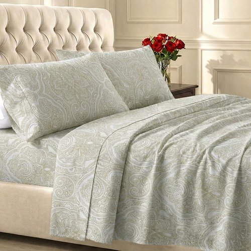 California Design Den Twin XL Cotton Sheets Set - 100% Soft Cotton, 400 Thread Count, Award-Winning Comfort | Paisley Beige