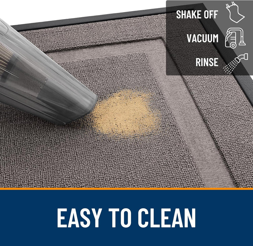 OLANLY Waterproof Front Door Mat - All-Season Natural Rubber Doormat | Easy Clean, Low Profile, 29.5x17, Taupe