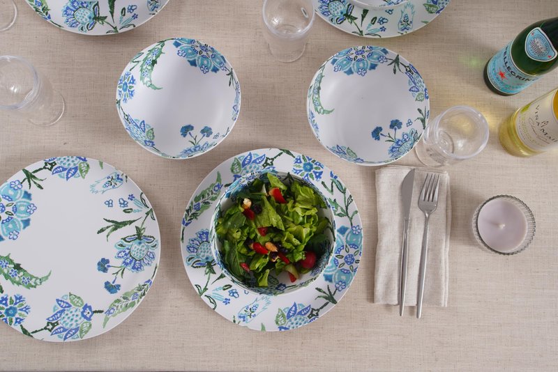 Abode Homewares Hana Ikat Melamine Dinner Plate - Blue - 10.5" - Set of 6