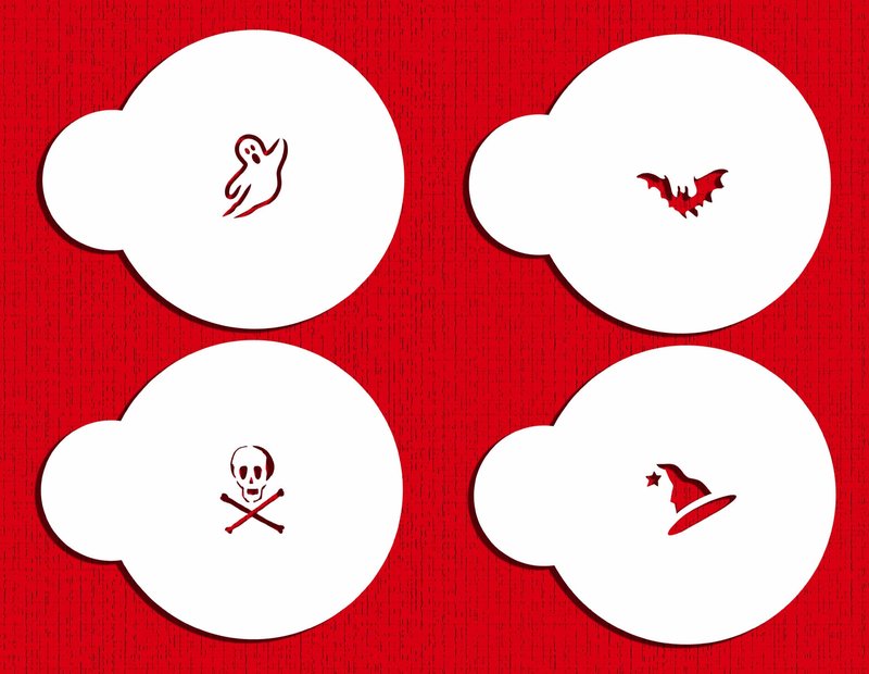 Designer Stencils Mini Halloween Cookie and Cupcake Stencils, Beige/semi-transparent