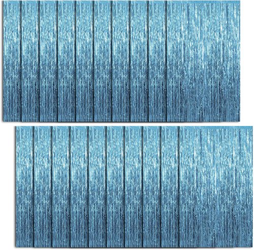 Blue Metallic Tinsel Foil Fringe Curtains by [Brand Name] - 20 Pack Photo Booth Props for Parties & Celebrations
