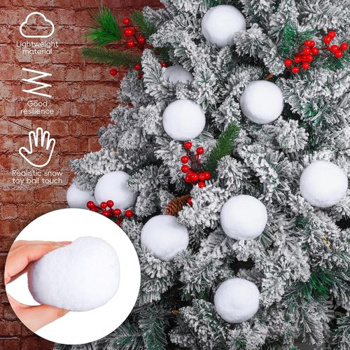 Elcoho 100-Piece Artificial Snow Ball Set - Realistic Plush Toss Balls for Kids | Winter Fun & Xmas Decor