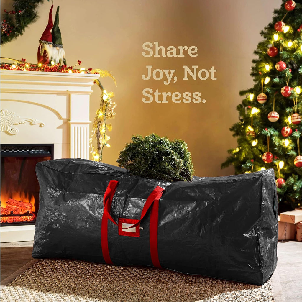 Zober Christmas Tree Storage Bag - Waterproof Protection for 7.5 Ft Artificial Trees - Durable Handles & Label Slot - Black