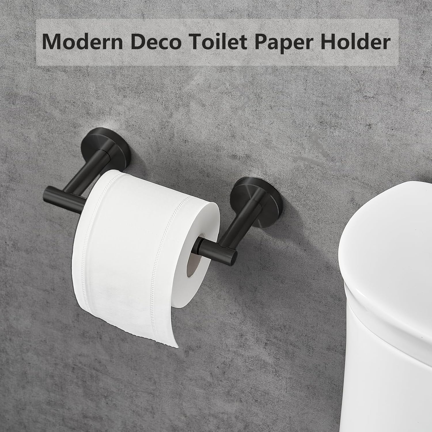 Skiennix Toilet Paper Holder - Double Post Pivoting Design, Rustproof Stainless Steel, Wall Mount, Black