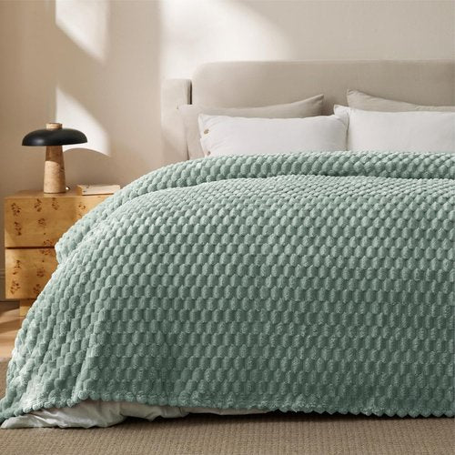 Bedsure Queen Size Blanket - Fluffy Plush Bubble Fleece for Cozy Home Decor | Sage Green, 90x90 Inches