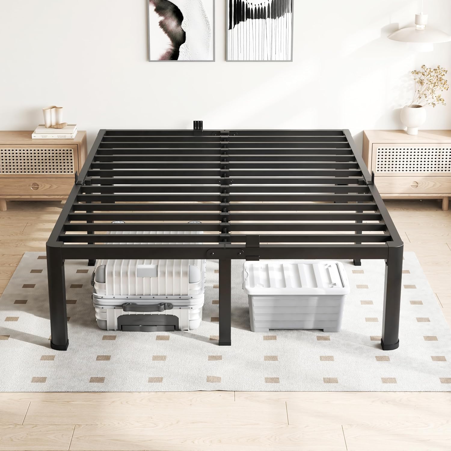 VIPSHOW 20-Inch Heavy Duty Queen Bed Frame - Metal Platform with Noise-Free Design & Easy Assembly