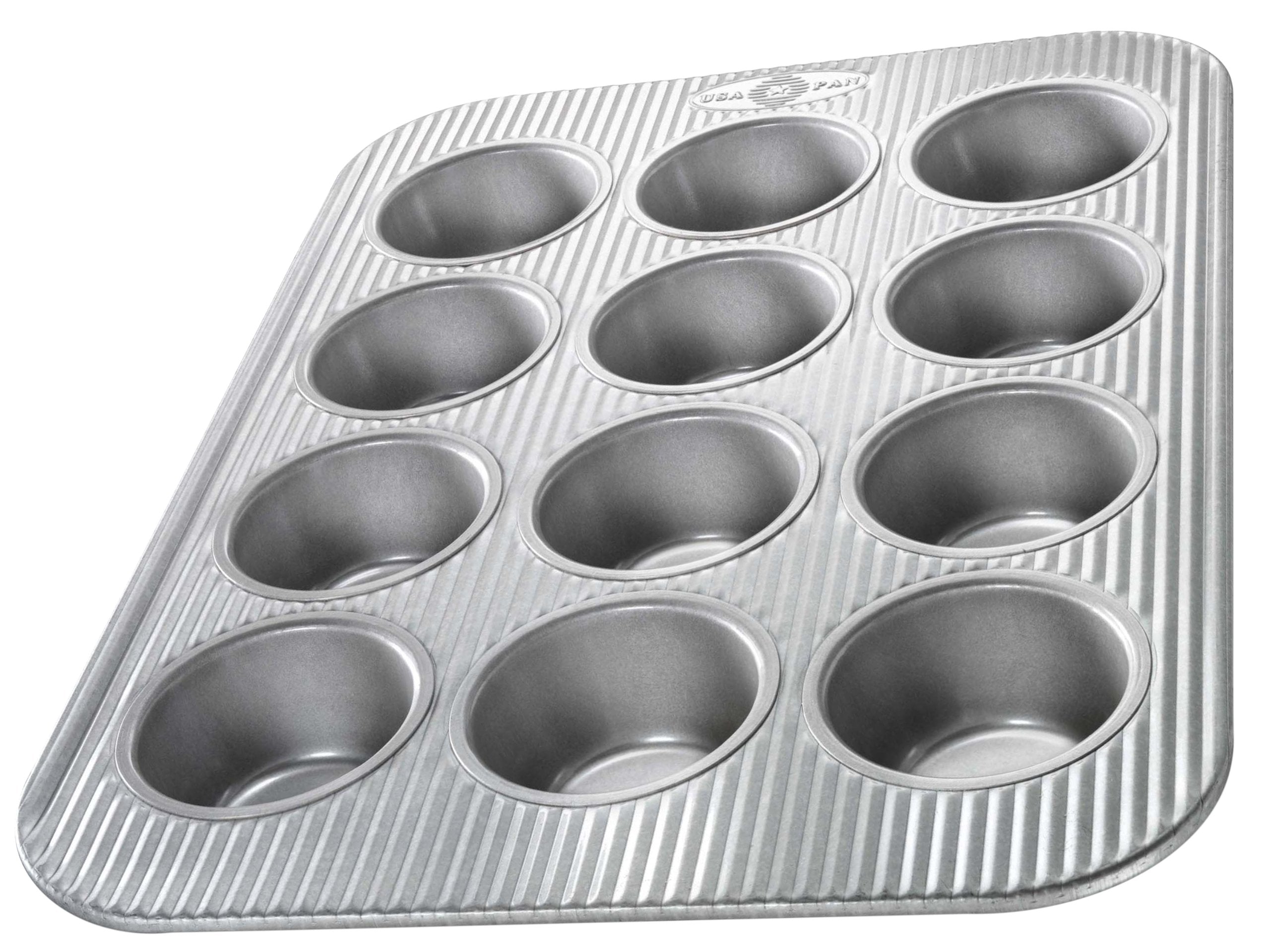 USA Pan Mini Muffin Pan, 24-Well & Standard Muffin Pan, 12-Well Bundle