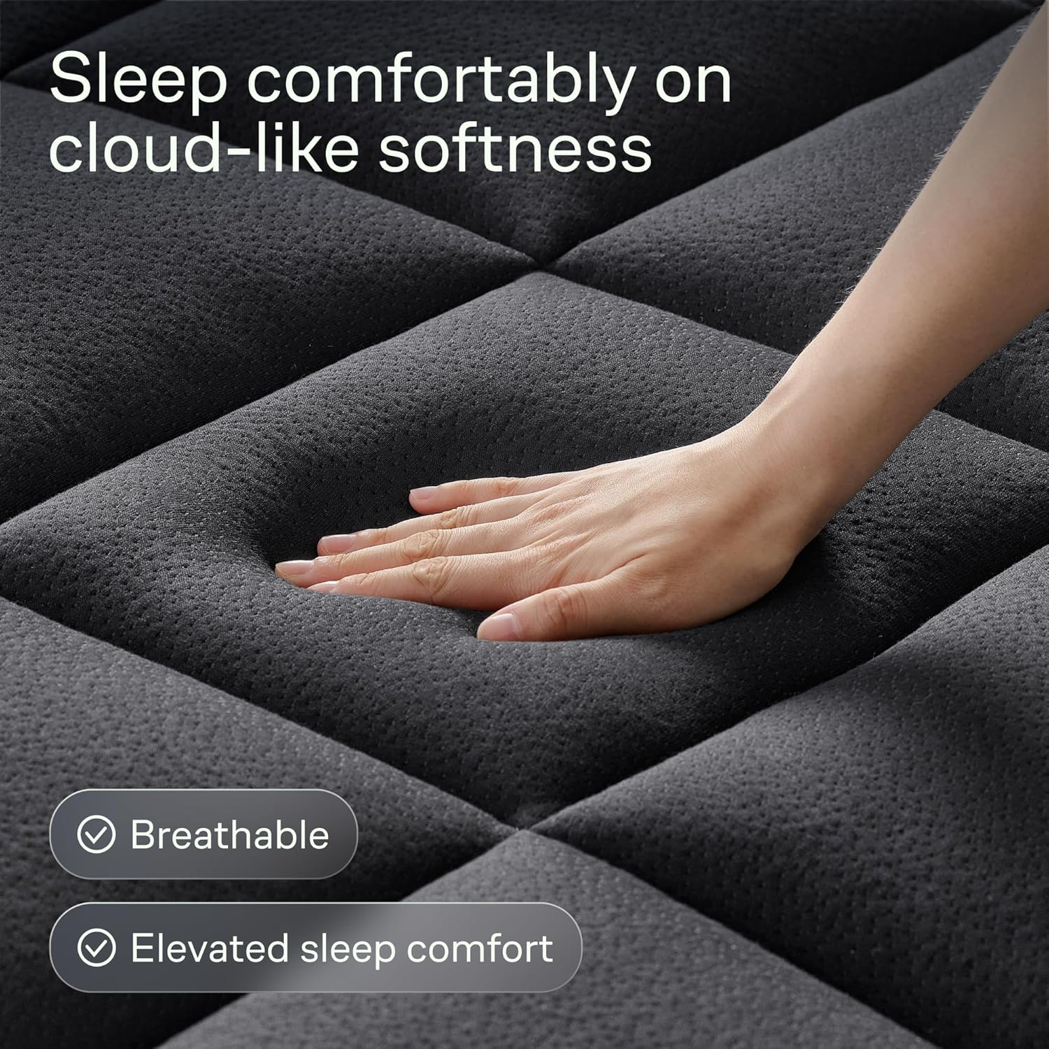 Niagara Ultra Soft Twin Size Mattress Topper - Viscose Bamboo Pillow Top for Back Pain Relief | Naturally Cooling, Black