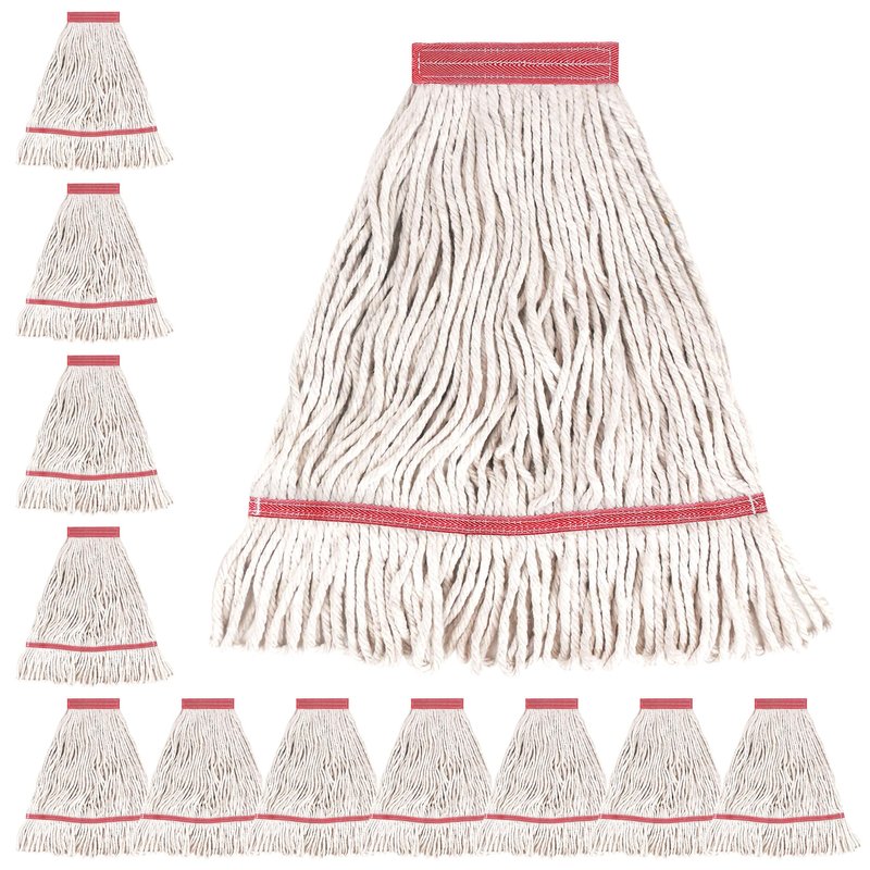 Matthew Cleaning Pack of 12 Heavy Duty Commercial White Mop Head Replacement for General and Floor Cleaning,Wet Industrial Blend Cotton Looped End String Head Refill