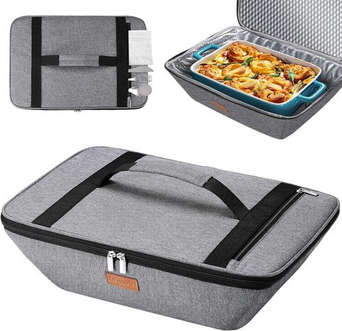 Lifewit Insulated Casserole Carrier - Thermal Tote for Hot or Cold Food | Fits 9"x13" Baking Dish, Gray