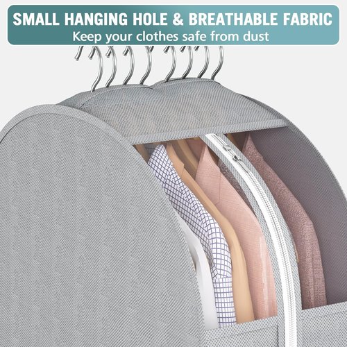 Liuoud 10" Gusseted Garment Bags - Clear Window Suit Bags for Hanging Clothes | 40" Clothing Covers, 3 Pack