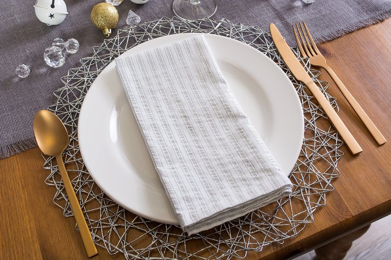 DII Hanukkah Tabletop Decoration Festival of Lights Celebration Décor, Napkin Set, 20x20", Silver Stripe, 6 Piece