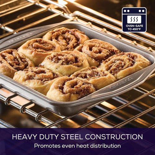 Circulon 51135 Nonstick Baking Pan | 9-Inch Square Cake Pan in Gray for Effortless Baking