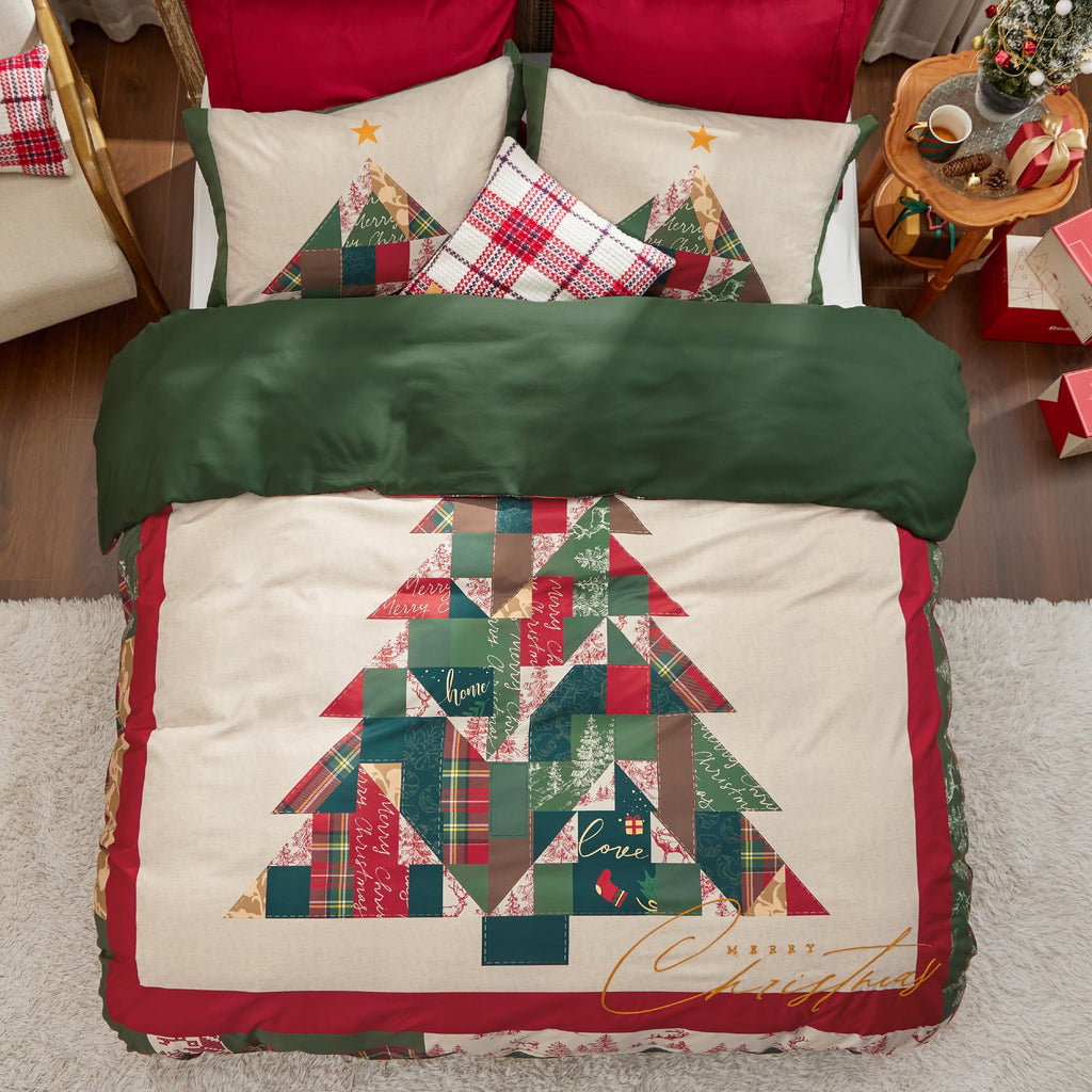 Bedsure King Size Christmas Duvet Cover Set - Holiday Bedding Set Featuring a Festival Tree Pattern, Includes 1 Duvet Cover and 2 Pillow Shams (King, Christmas Tree)