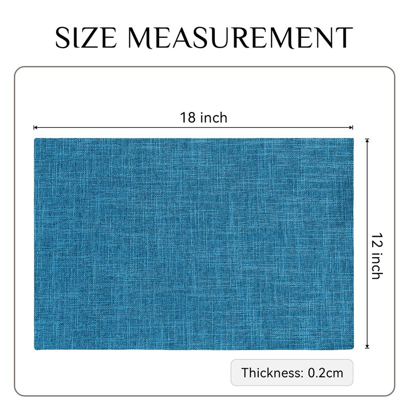 Softalker Faux Linen Placemats Set of 6-12 x 18 Inch, Heat Resistant Double Layered Durable Burlap Farmhouse Place Mats, Non-Slip Washable Rustic Table Mats for Dining, Kitchen, Party（Sky Blue