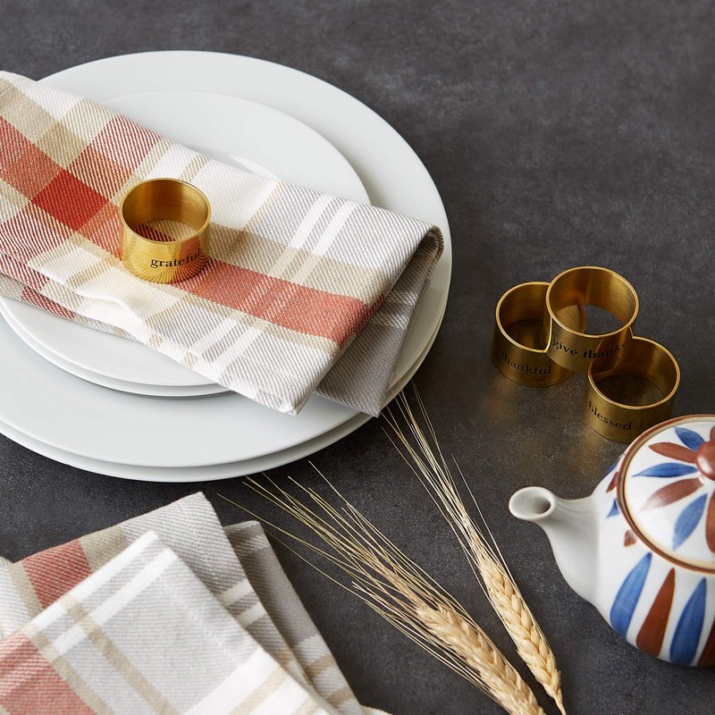 DII Thankful Autumn Collection Fall Tabletop Decoration, Square Napkin Set, 20x20, Cozy Picnic Plaid, 6 Piece