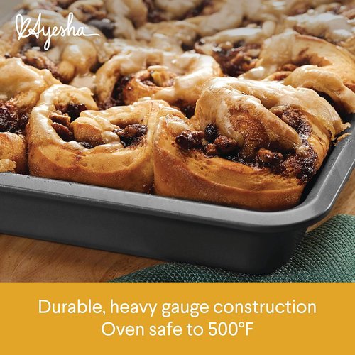 Ayesha Curry Nonstick Bakeware Set - 6-Piece Silver Set with Bread Pan, Cookie Sheet & Cake Pans