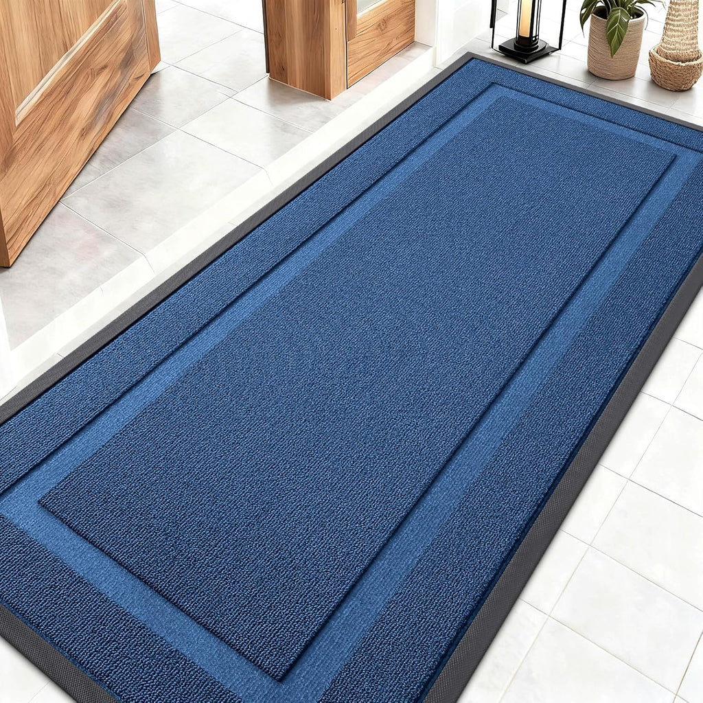 OLANLY Waterproof Front Door Mat - All-Season Indoor/Outdoor Doormat, Easy Clean, 59x23, Navy Blue