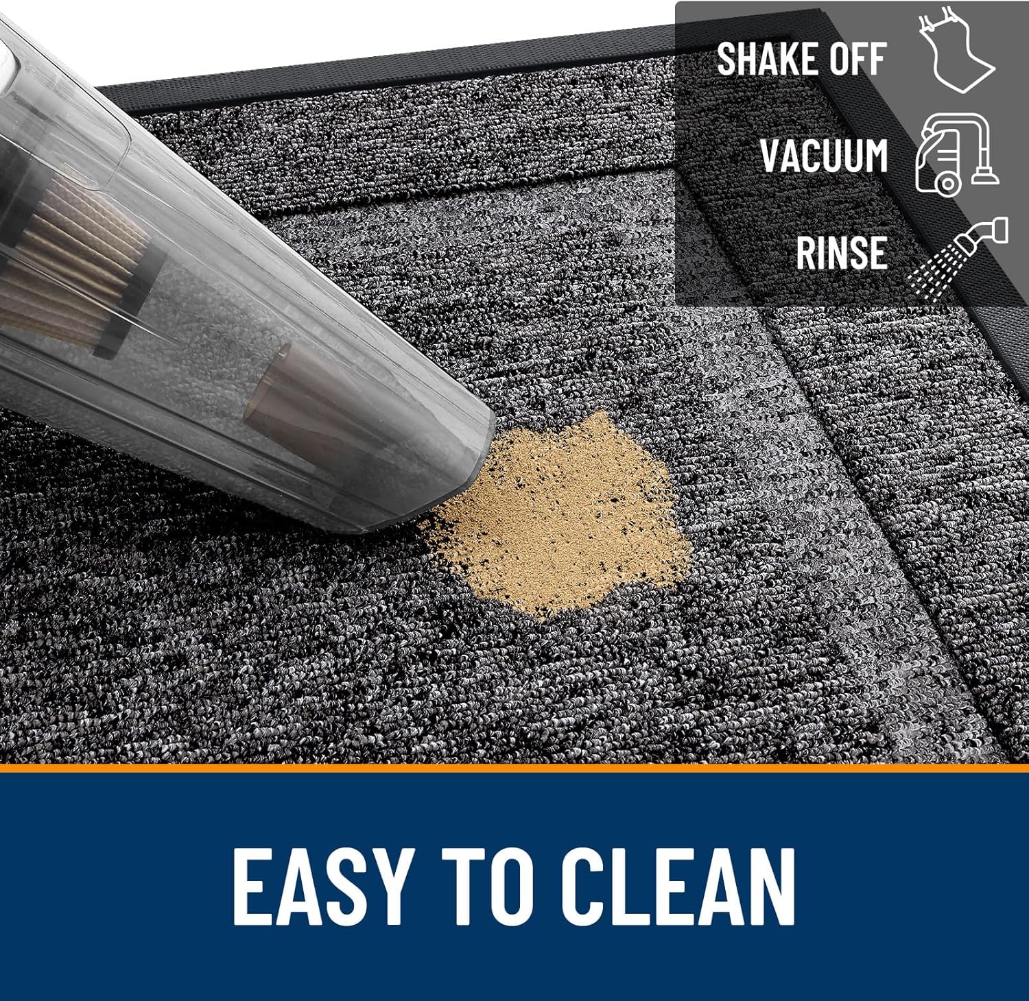 OLANLY Waterproof Front Door Mat - All-Season Indoor/Outdoor Doormat | Sturdy Natural Rubber, 33x21, Black & White