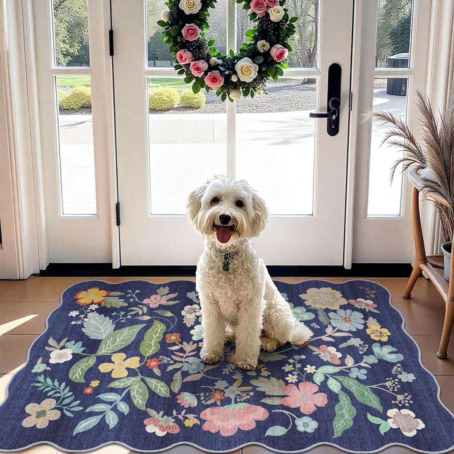 Skiennix Washable Area Rug - Easy-Clean Non-Slip Carpet for Entryway | Durable Low Pile (2x3, Purple)