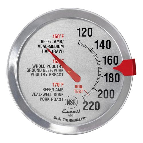 Escali AH1 Stainless Steel Meat Thermometer - Oven Safe 2.5-Inch Dial with Temperature Labels for Beef, Poultry, Pork & Veal