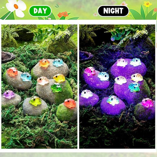 Exasinine Luminous Mini Resin Frog Figurines - 50 Pcs in 10 Vibrant Colors for Fairy Gardens & Aquariums