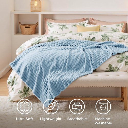Bedsure GentleSoft Blue Fleece Blanket - Cozy Light Blue Throw for Couch, 60x80 Inches