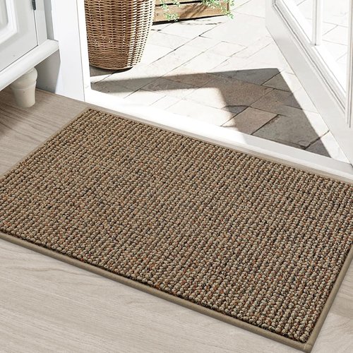 BEQHAUSE Dirt Trapper Door Mat - Non-Slip, Washable, Absorbent | 24" x 36", Beige Entryway Mat