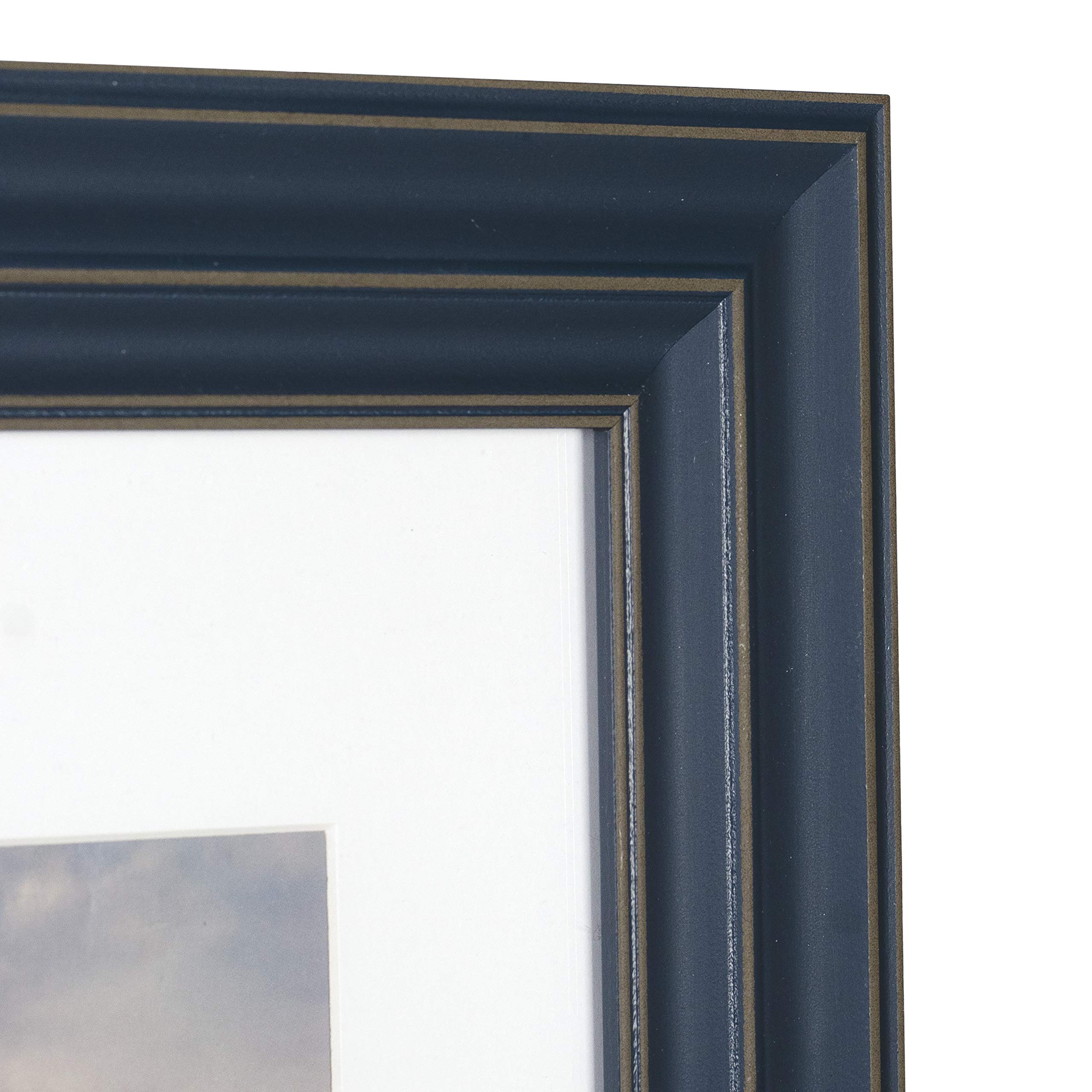 Malden International Designs 11x14 16x20 Rustic Blue Matted Picture Frame (2428-14)