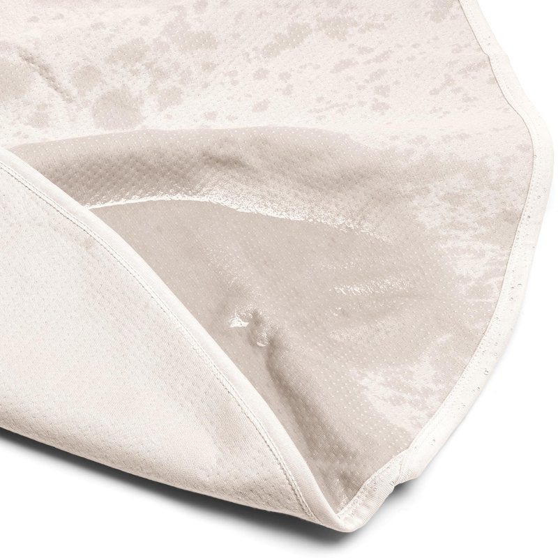 Dame Products Thro Blanket, Waterproof Bed Blanket & Spill Proof Throw, Breathable Cotton Cover, Machine Washable Mattress & Furniture Protector, Portable with Travel Bag, Circle Shape, Oat Color