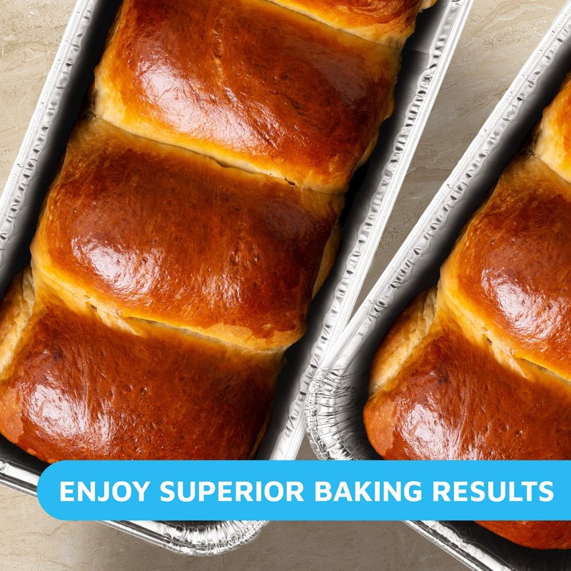 MontoPack Aluminum Disposable Loaf Pans | Deep Standard Size 8.5” x 4.5” Extra Thick Foil Bread Containers for Baking, Food Storage & Takeout | Eco-Friendly & Recyclable | Bulk 50-Pack 2 Pound Trays