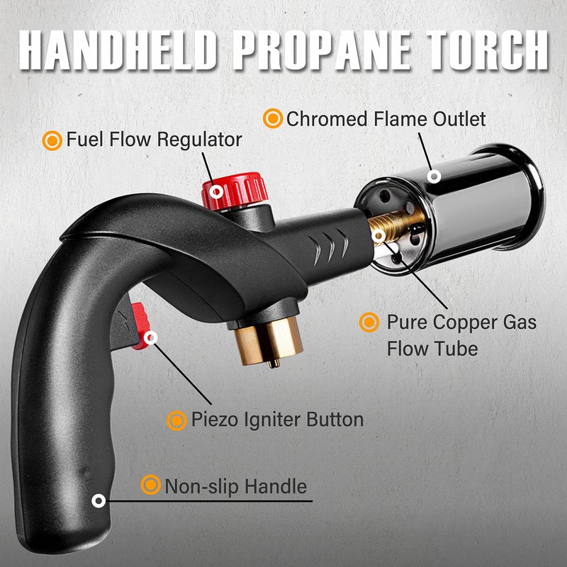 RAVS POWERFUL Propane Torch Gun, Searing Torch for Sous Vide, Steak, BBQ Grill Gun Kitchen Blow Torch, Handheld BBQ Torch, Campfire Charcoal Starter -Gas Tank Not Included
