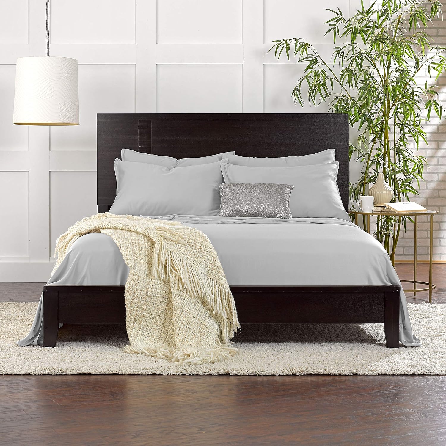 Pure Bamboo California King Sheets - 100% Organic Viscose Bed Sheet Set, Soft & Cooling, Silver Pearl