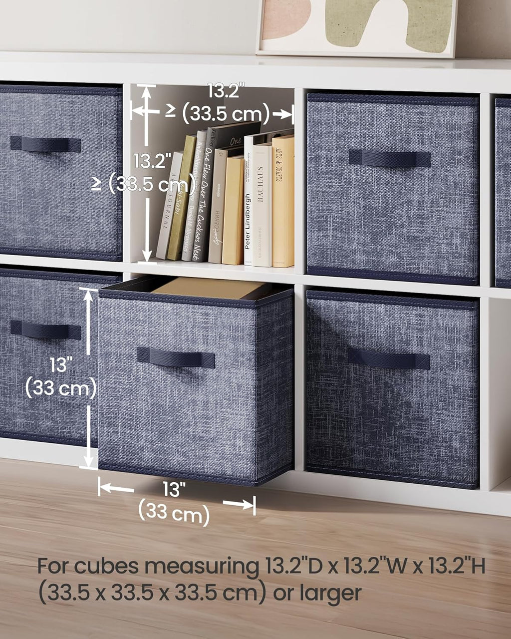 SONGMICS Storage Cubes - 13-Inch Non-Woven Fabric Bins with Double Handles - Set of 6, Misty Blue Closet Organizers
