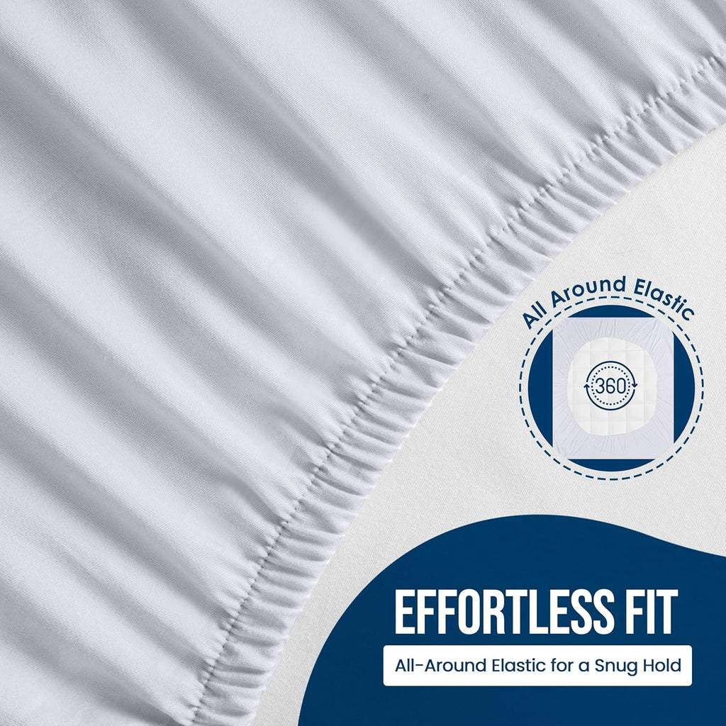 Utopia Bedding Twin Size Mattress Protector - Waterproof Terry Cover with Deep Pockets (White)