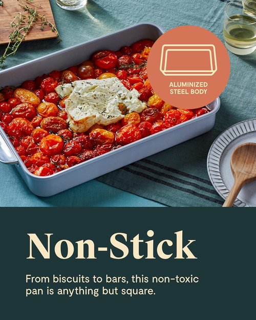 Caraway Non-Stick Ceramic Rectangle Pan Duo - 9”x13” - Naturally Slick & Non-Toxic - Perfect for Brownies & Lasagnas - Perracotta