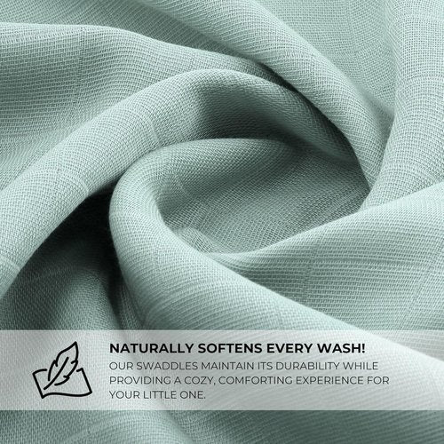 Featherhead™ Cotton Muslin Swaddle Blankets - Soft & Breathable 47”x47” - Perfect Baby Girl Gift (4 Pack - Blue Solids)