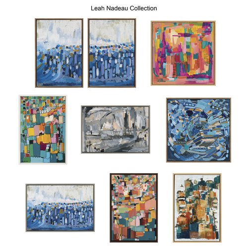 Kate and Laurel Sylvie Meteora Framed Canvas Wall Art by Leah Nadeau; 23x33 Natural; Decorative Abstract Modern Art for Wall