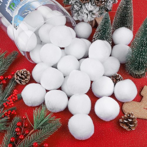 Elcoho 60-Piece Indoor Snow Fight Ball Set - 2.8 Inch Artificial Snowballs for Kids' Winter Games