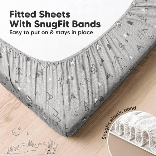 KeaBabies 2-Pack Muslin Crib Sheets - 100% Organic Cotton, Soft & Breathable, Neutral Woodland Design, 52x28