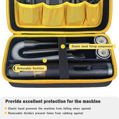 Fanttik Case for Slim V8/V10 Apex Car Vacuum - Portable Hard Storage with Divider & Mesh Pocket