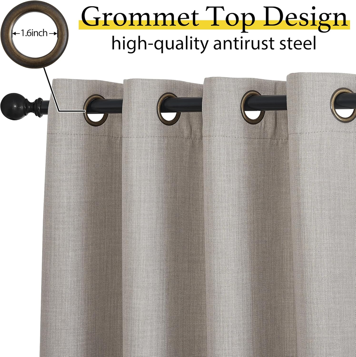 NICETOWN Linen Curtain Valances - Light Blocking Thermal Insulated Window Tiers | Angora, 30" Length, 2 Panels