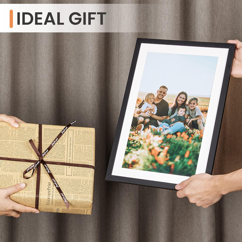 Upsimples 11x17 Picture Frame Set of 5 - Display 9x15 or 11x17 Photos | Stylish Black Wall Gallery
