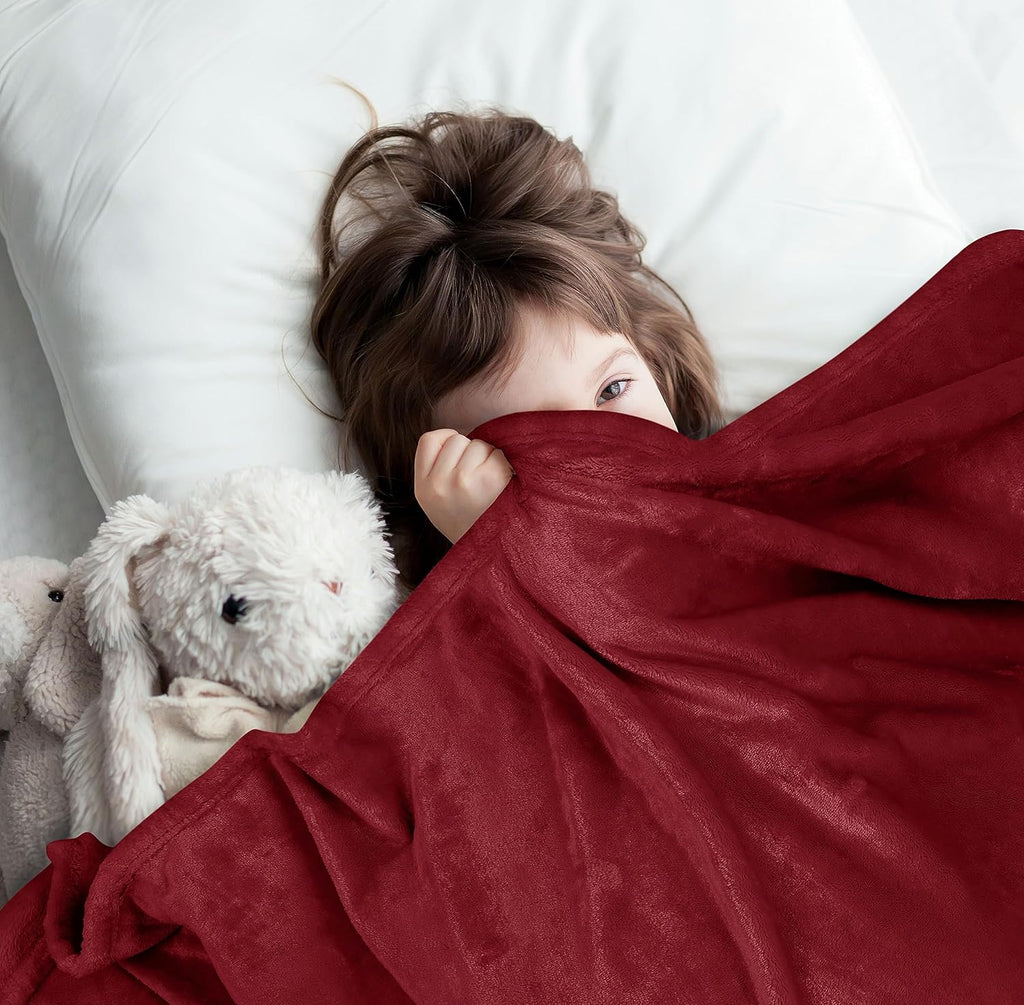 Utopia Bedding Fleece Blanket - Luxury Soft Microfiber Queen Size in Burgundy | 300GSM (90x90 Inch)